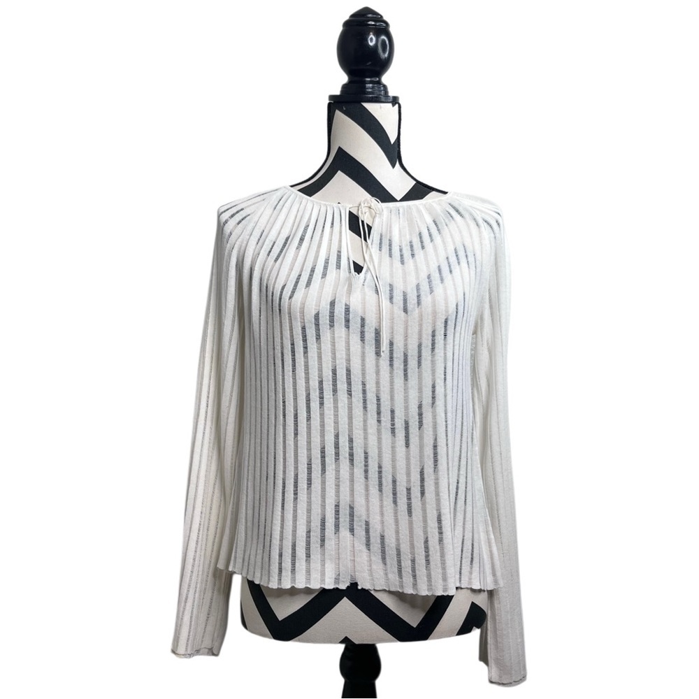 Express Boho Sheer Ethereal Sz S 100% Cotton Light Academia Bell Sleeve Blouse